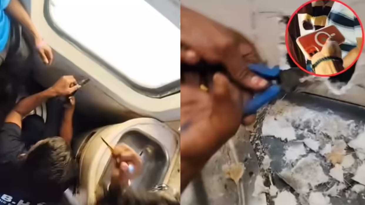 Passengers Iphone Get Stuck In Train Toilet Attendant Staff Helps To Give Him Back Video Goes Viral
