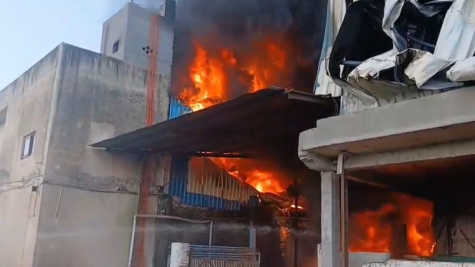 massive fire broke out at mattress factory in Kapurthala