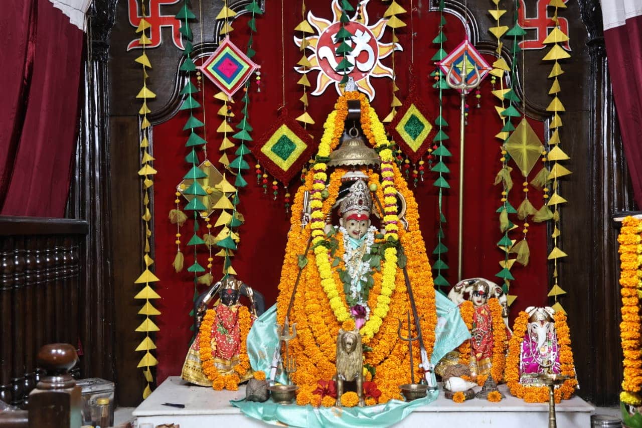 The Durga Devi temple near the Rajwada is 244 years old; even the Maharaja used to come to pay his respects.