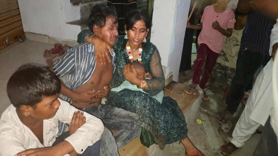 Rampur: Two people of the same family died and four were injured in a road accident.