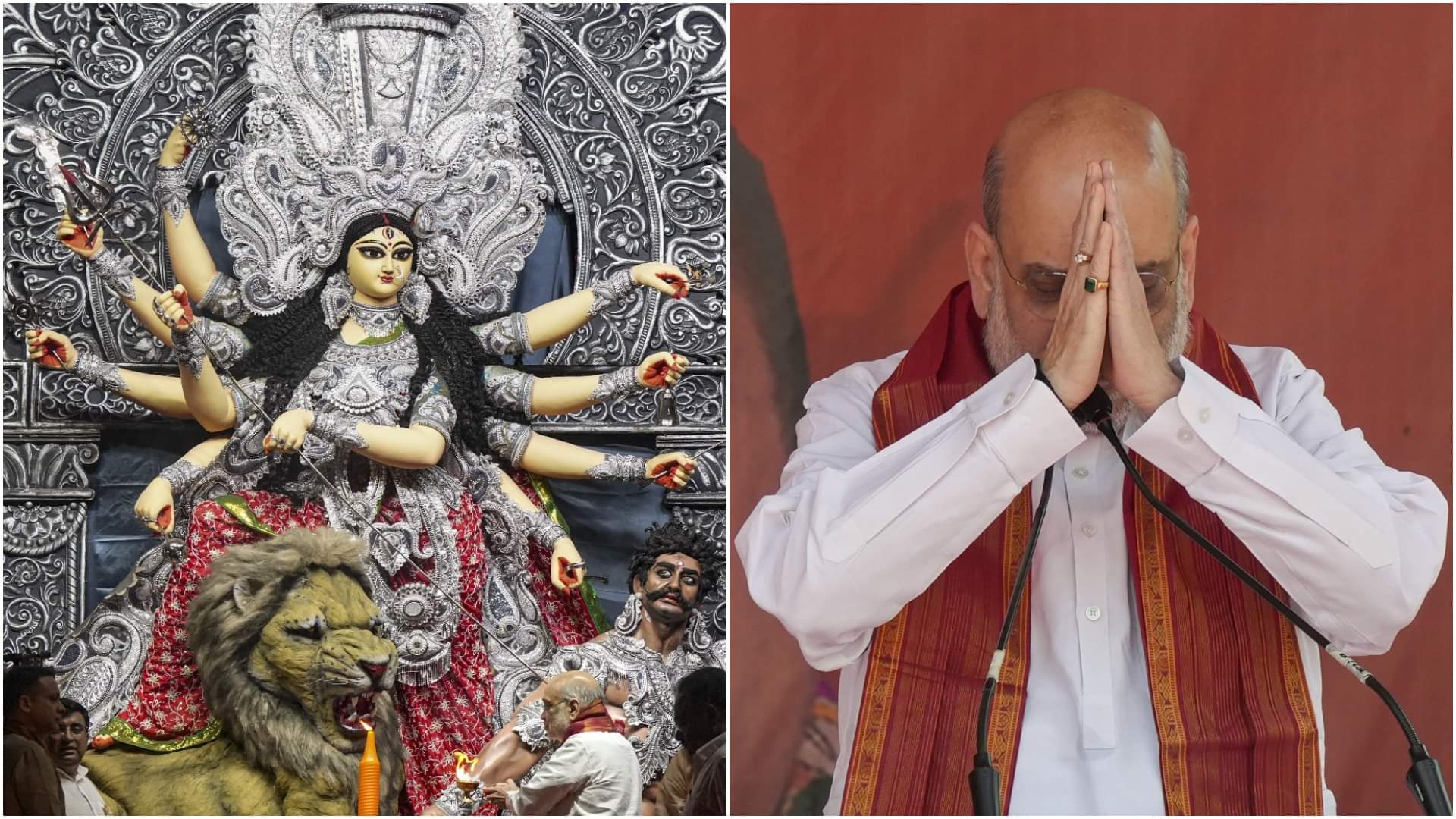 Home Minister dressed in the colors of Navratri in Kolkata... Political rhetoric also between BJP-TMC