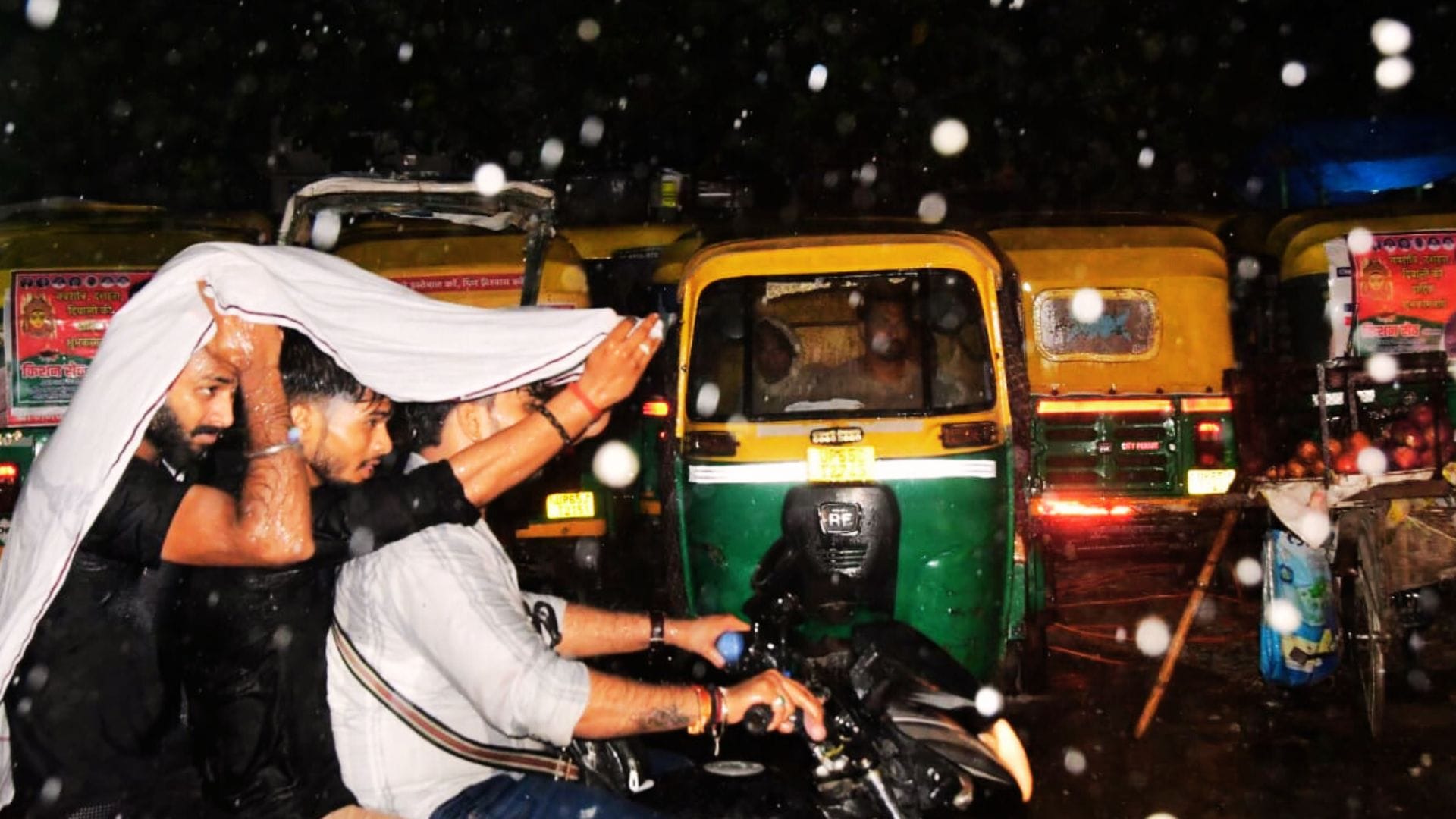 Durga Puja pandal gates collapse Storm and rain wreak havoc in Varanasi disrupting several routes