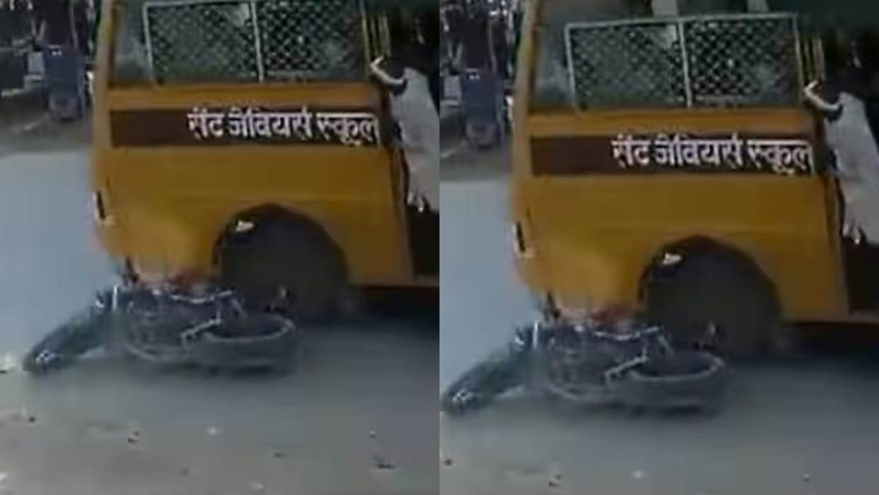 Bus driver brutally crushes biker twice killing him on spot causing uproar over the heinous act Video Viral