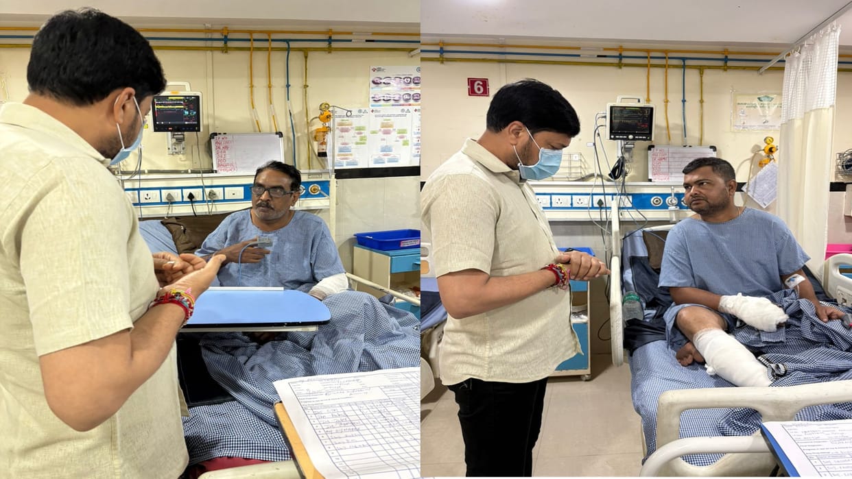 siltara Raipur plant Accident: six workers death, MLA Anuj sharma meet injured people