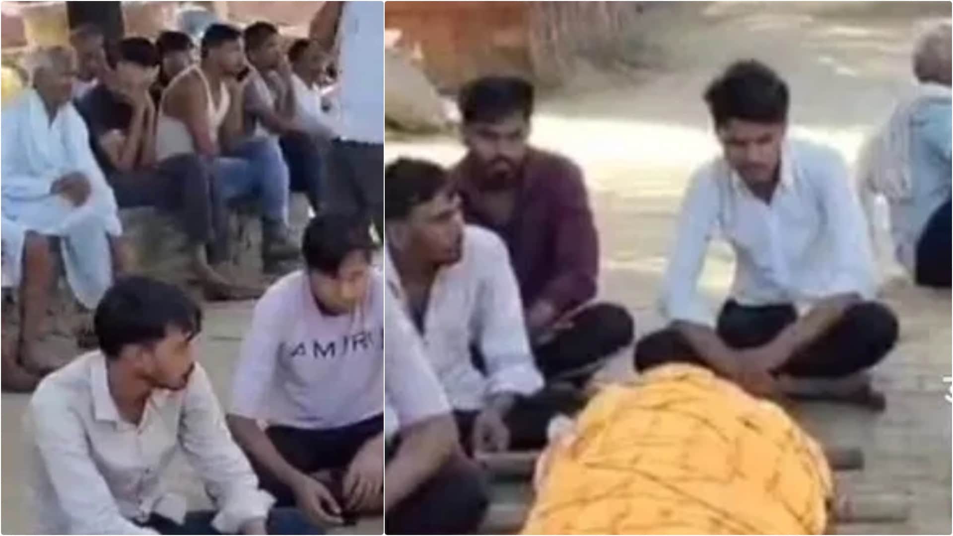 शव श्मशान ले जाने के लिए रास्ता मिलने का इंतजार करते परिजन