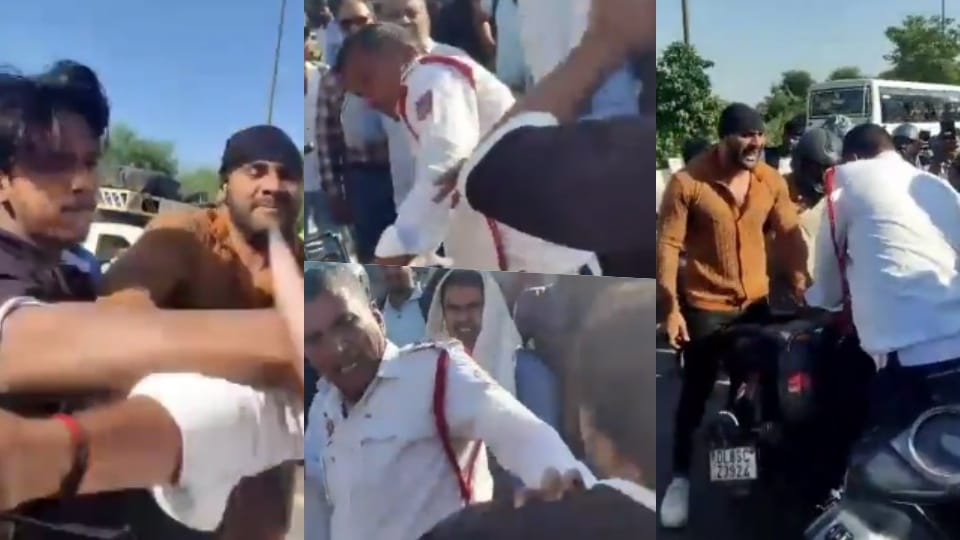 A traffic policeman on duty was attacked by some people in Delhi's Timarpur area
