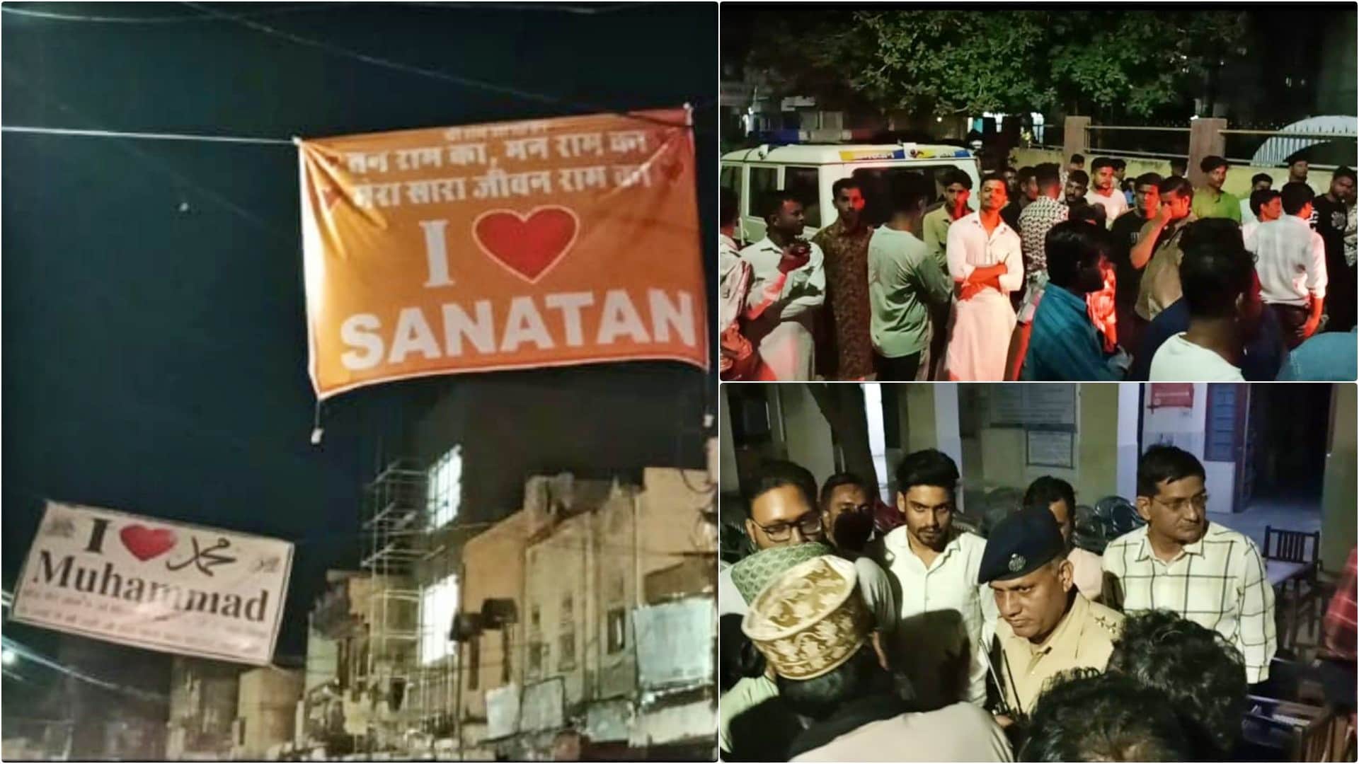 लव मोहम्मद-सनातन के बैनरों से तनाव के बाद स्थिति संभली