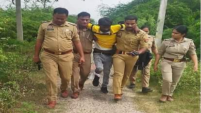 पुलिस मुठभेड़ में गिरफ्तार बदमाश।