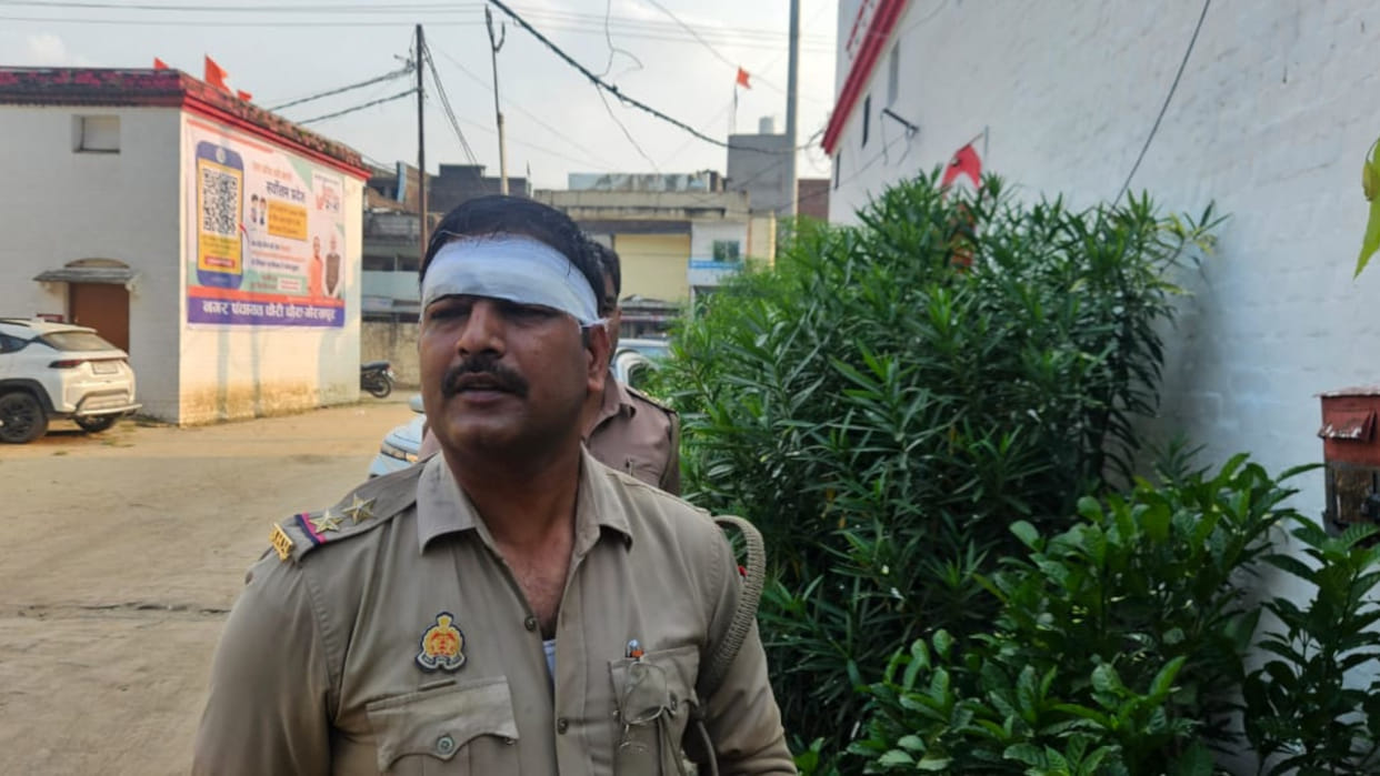 Police arrived to investigate the molestation case in Gorakhpur's Chauri Chaura, two inspectors injured.