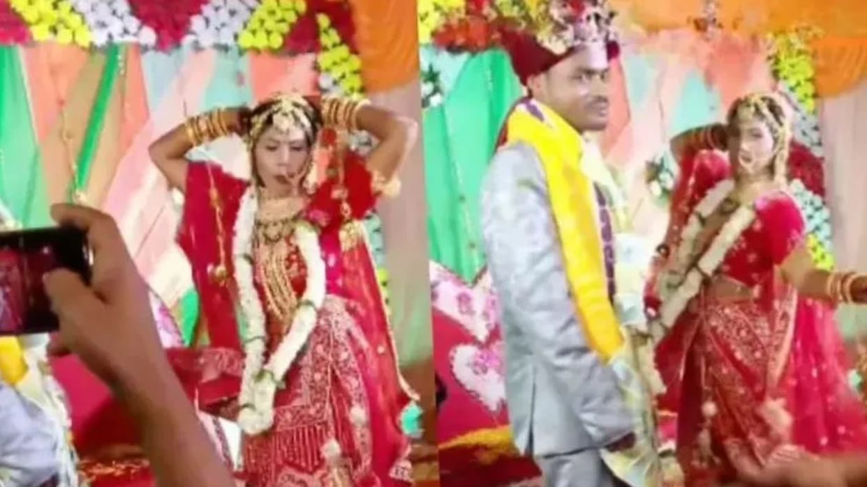 As soon as the garland ceremony began the bride Danced on the stage leaves groom in shock video viral