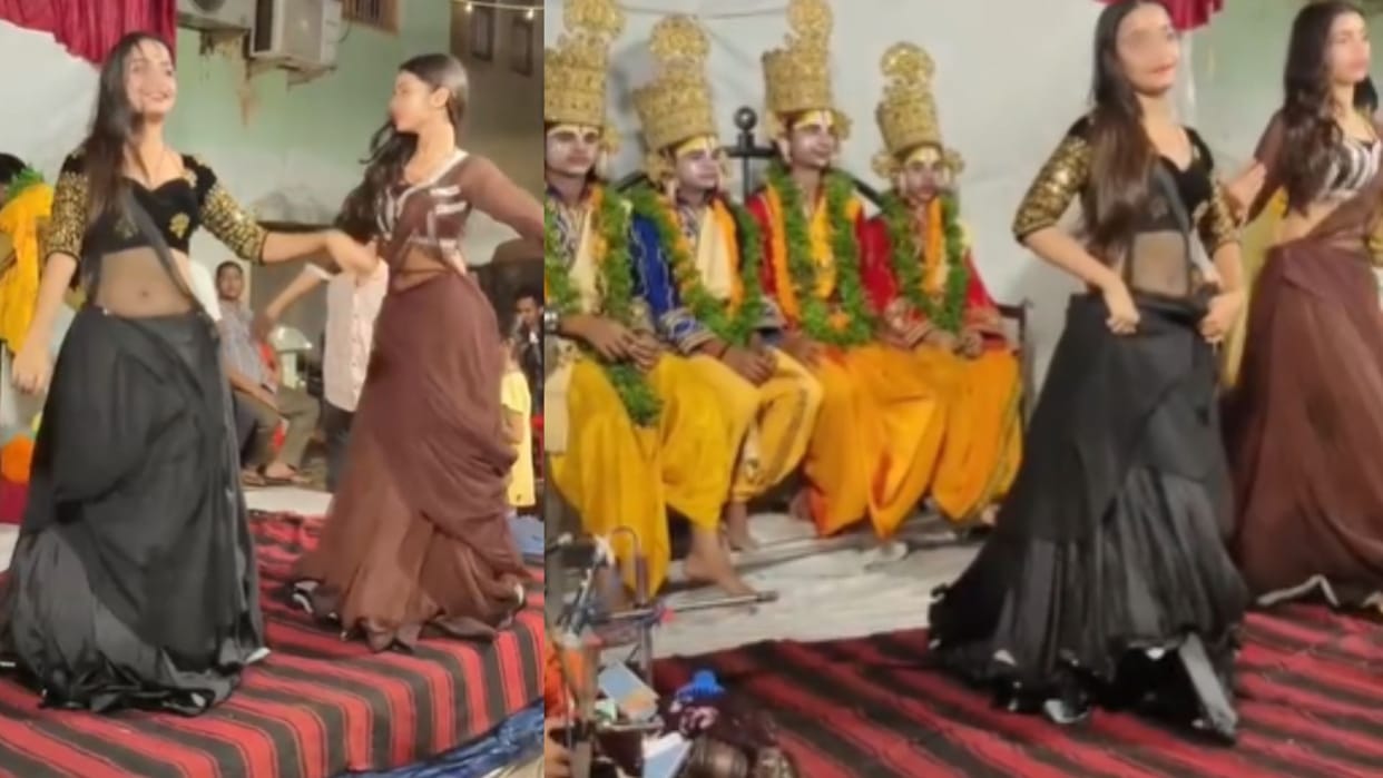 Dance performed on Bhojpuri songs in  Ramlila of Chetganj in varanasi