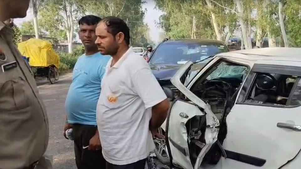 accident in Kurukshetra Two cars collided many injured