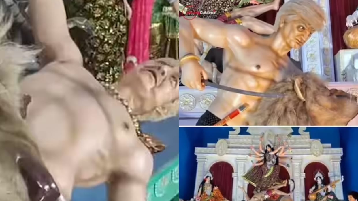 Shahbaz Sharif severed head shown at Durga Puja pandal after Pakistan defeat Trump depicted as a demon