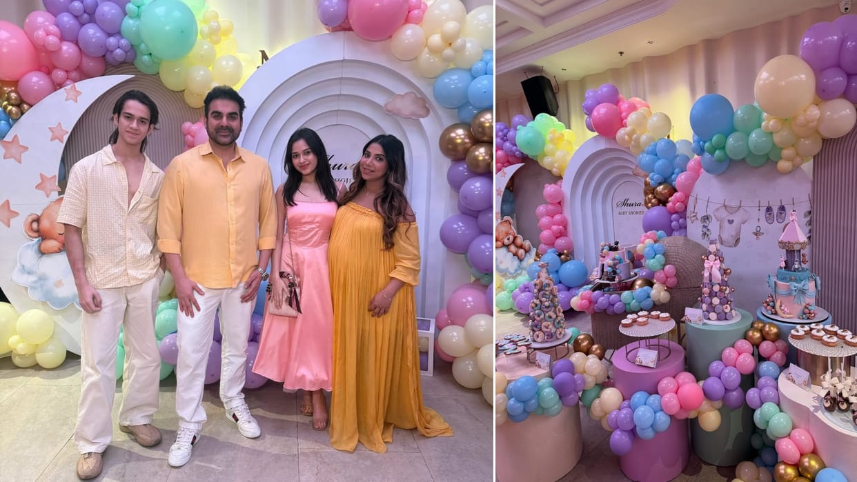 Jannat Zubair Rahmani at Sshura arbaaz baby shower click photo with salman khan nia sharma sargun mehta