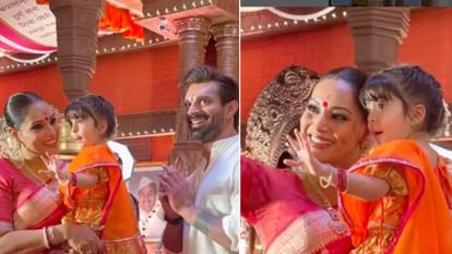 Bipasha Basu daughter Devi Karan Singh Grover at Durga Puja Pandal Subho Ashtami