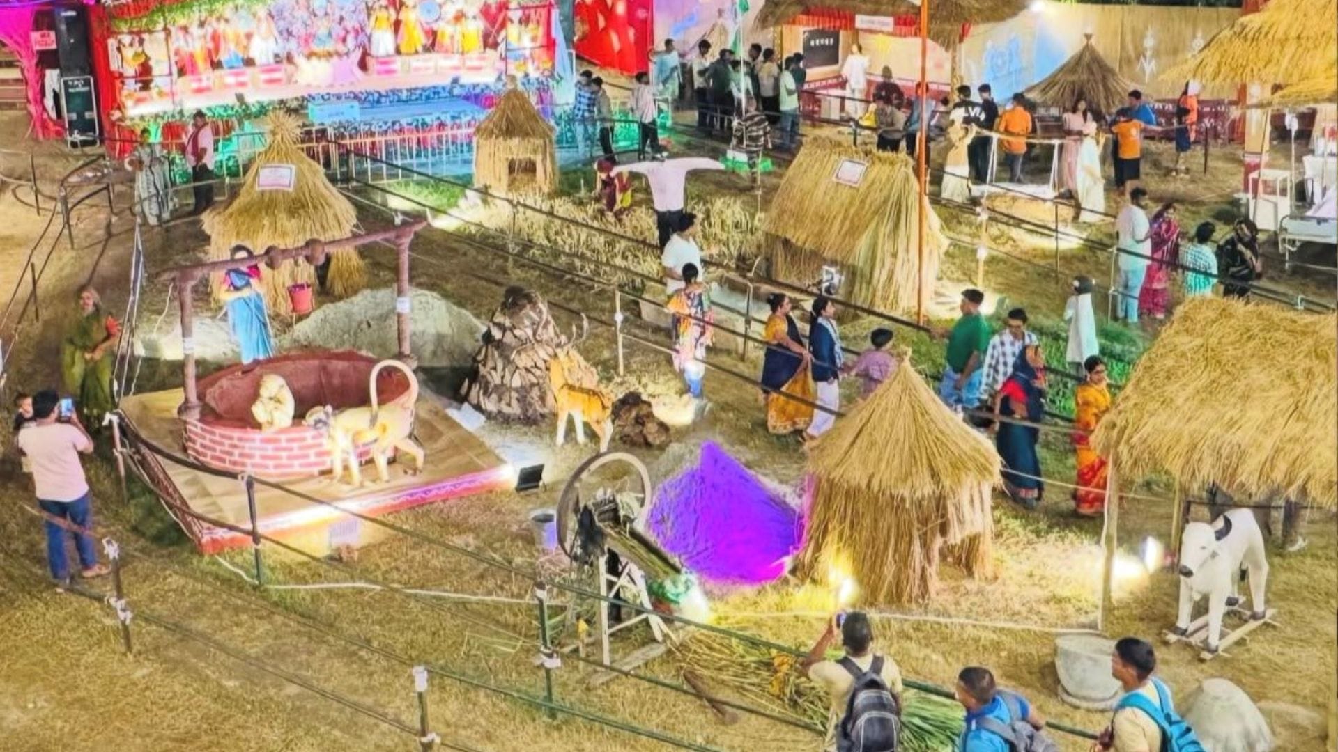 Durga Puja pandal of PM Adarsh Gram Hindi Bhawan in Mau See latest photos