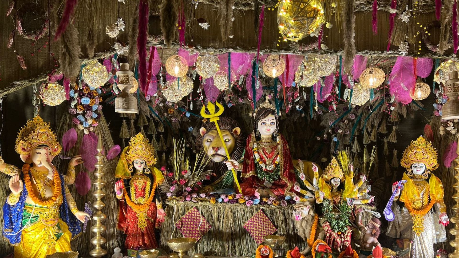 Durga Puja pandal of PM Adarsh Gram Hindi Bhawan in Mau See latest photos
