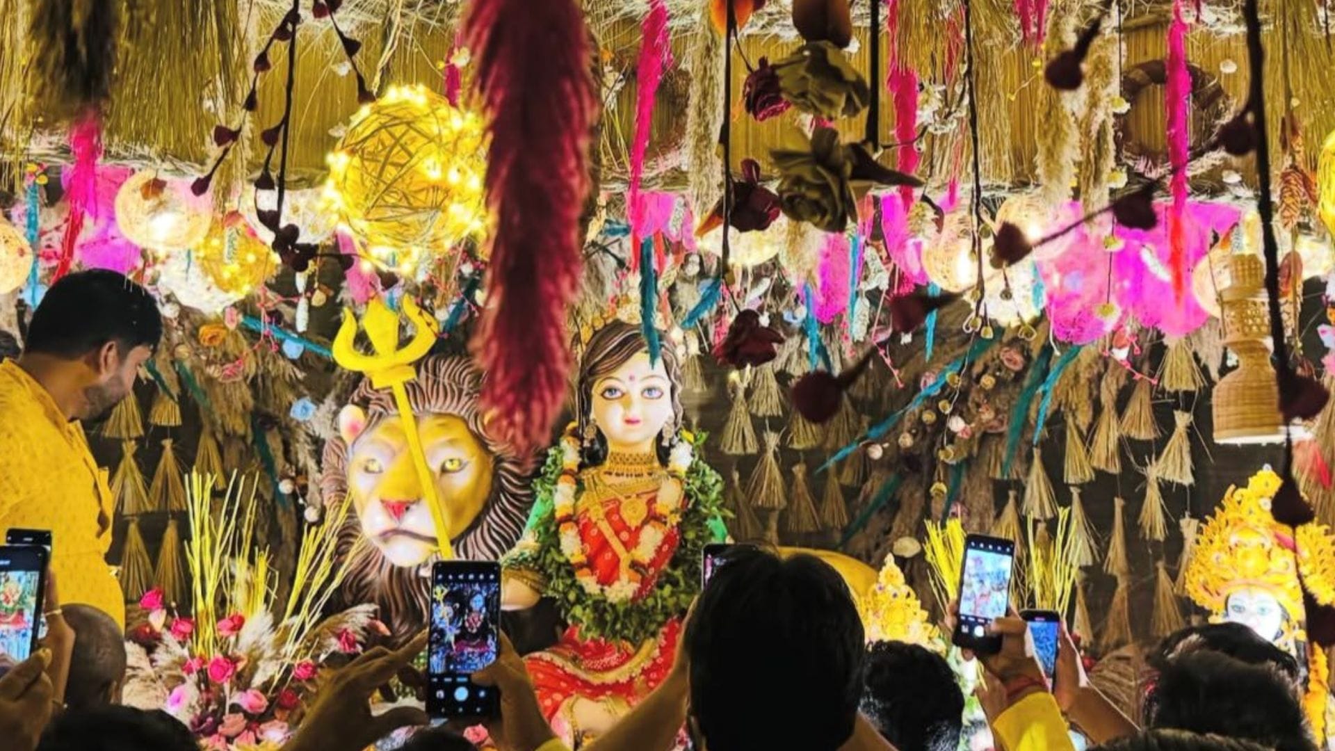 Durga Puja pandal of PM Adarsh Gram Hindi Bhawan in Mau See latest photos