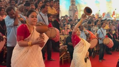 Sumona Chakravarti Viral video Performing Dhunuchi Naach At Durga Puja Celebration