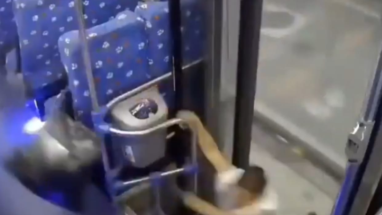 Woman falls from a moving bus a tragic accident yet the driver does not stop the vehicle Video goes Viral