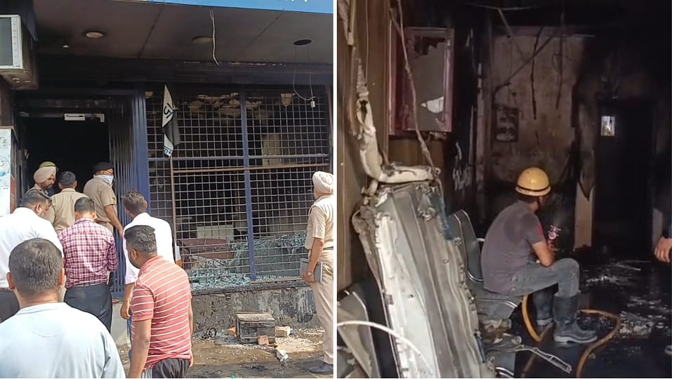 Massive fire breaks out in Finance Bank at Ambala