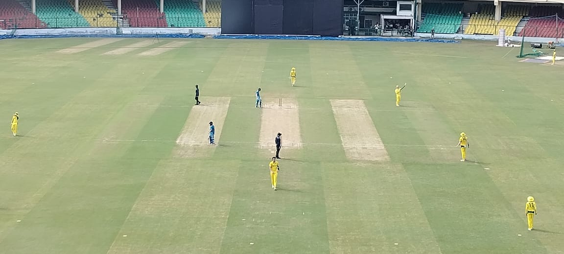 Kanpur Ind A vs Aus A Indias openers explode Prabhsimran Priyansh hit half centuries 100 runs in 17.5 overs