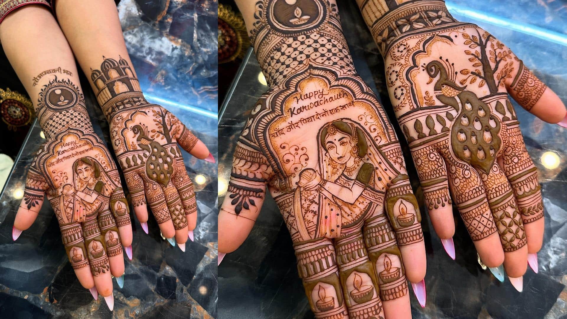 karwa chauth special mehndi design simple and beautiful full hand with image