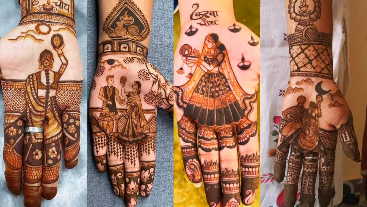 karwa chauth special mehndi design simple and beautiful full hand with image