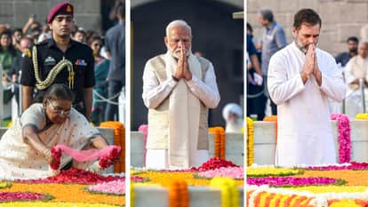 राष्ट्रपति द्रौपदी मुर्मू, प्रधानमंत्री नरेंद्र मोदी, विपक्ष के नेता राहुल गांधी।