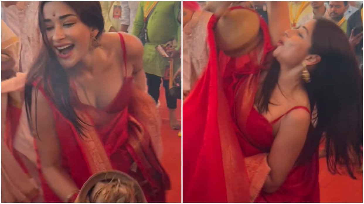 Nyra banerjee viral video of performing dhunuchi naach at event