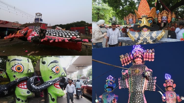 बारिश भी न तोड़ सकी हौसला: लाखों का नुकसान, पर कारीगरों ने न मानी हार; रोटी-नींद छोड़ रावण को फिर किया खड़ा