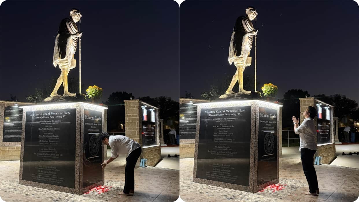 Gandhi Jayanti: Sachin Tendulkar pays tribute to Mahatma Gandhi, visits Bapu's statue in Irving