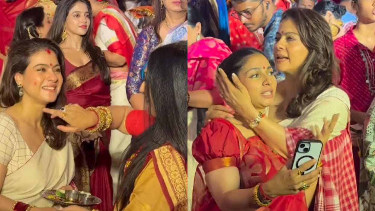 Kajol Celebrate Sindoor Khela In Durga Puja Event With Her Family