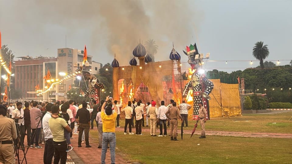 Dussehra 2025 Ravana Dahan in Uttarakhand Rainfall in dehradun CM Dhami attends parade ground program Photos