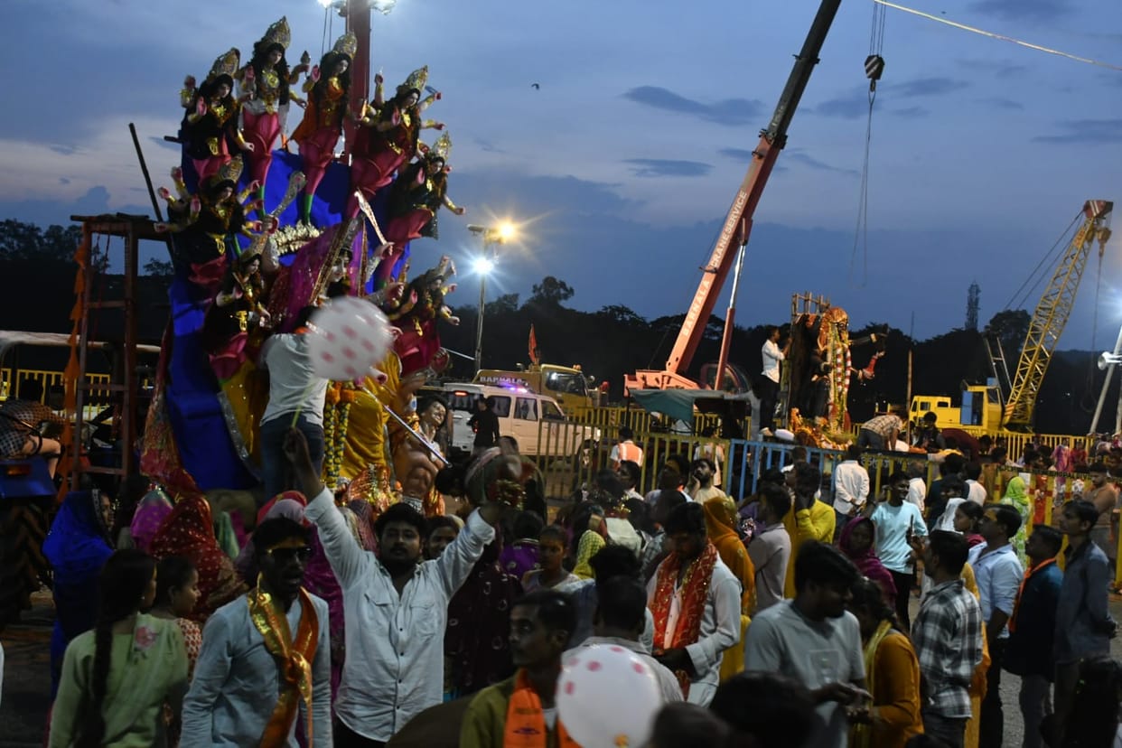Bhopal celebrates Durga Visarjan with grand procession; over 300 idols join procession, crowds gather at ghats
