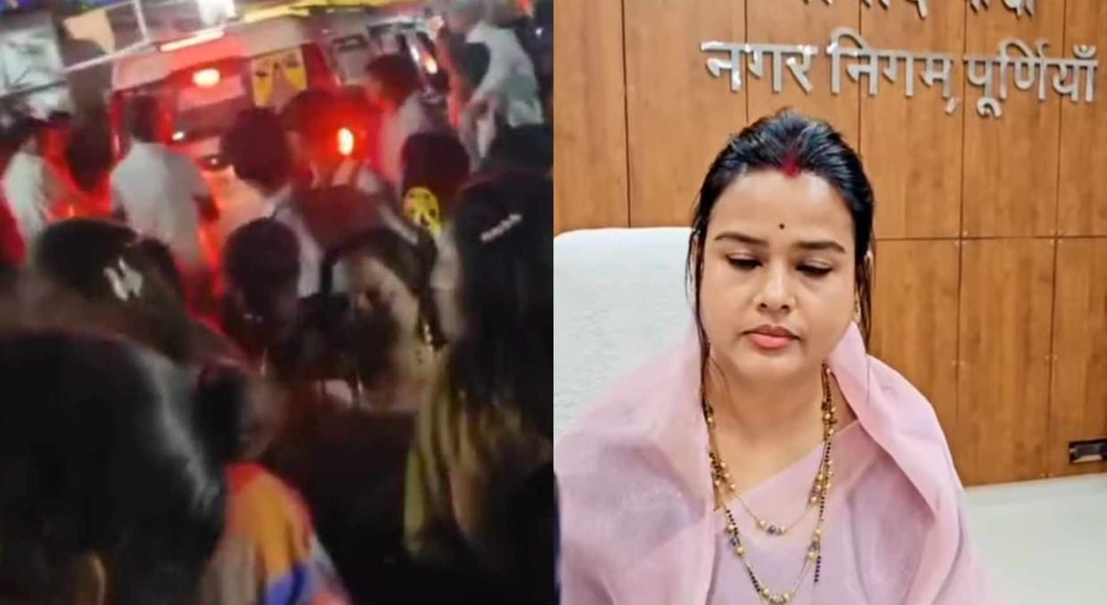 purnia deputy mayor vehicle crushes devotees crowd anger damage