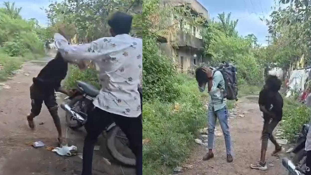 Accused beats two youths with belt, chanting 'Long live Bhagwaraj'; video goes viral; police alert in Korba