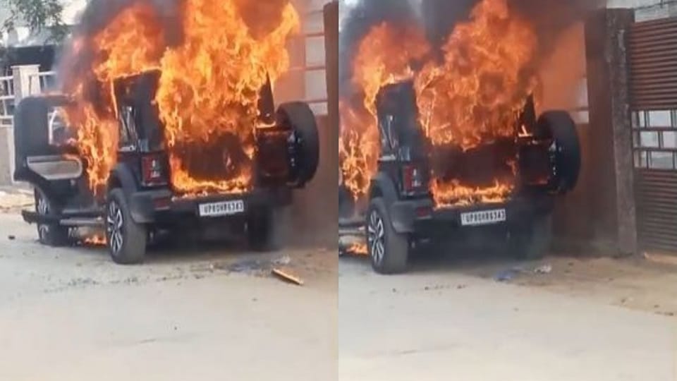 car parked in hospital premises caught fire