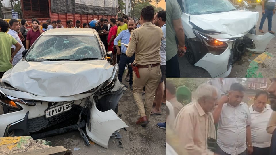 An uncontrolled car hits people taking morning walk in Ghaziabad