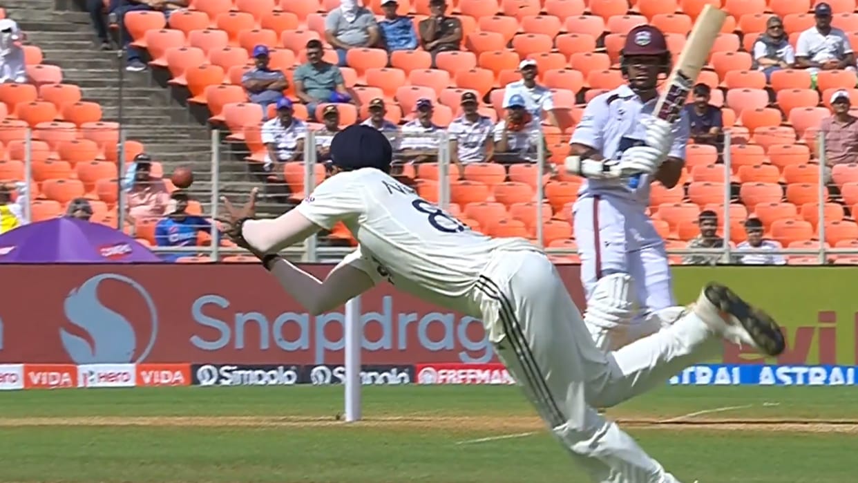 Nitish Kumar Reddy impressed with a spectacular catch and solid batting in his home Test debut against WI