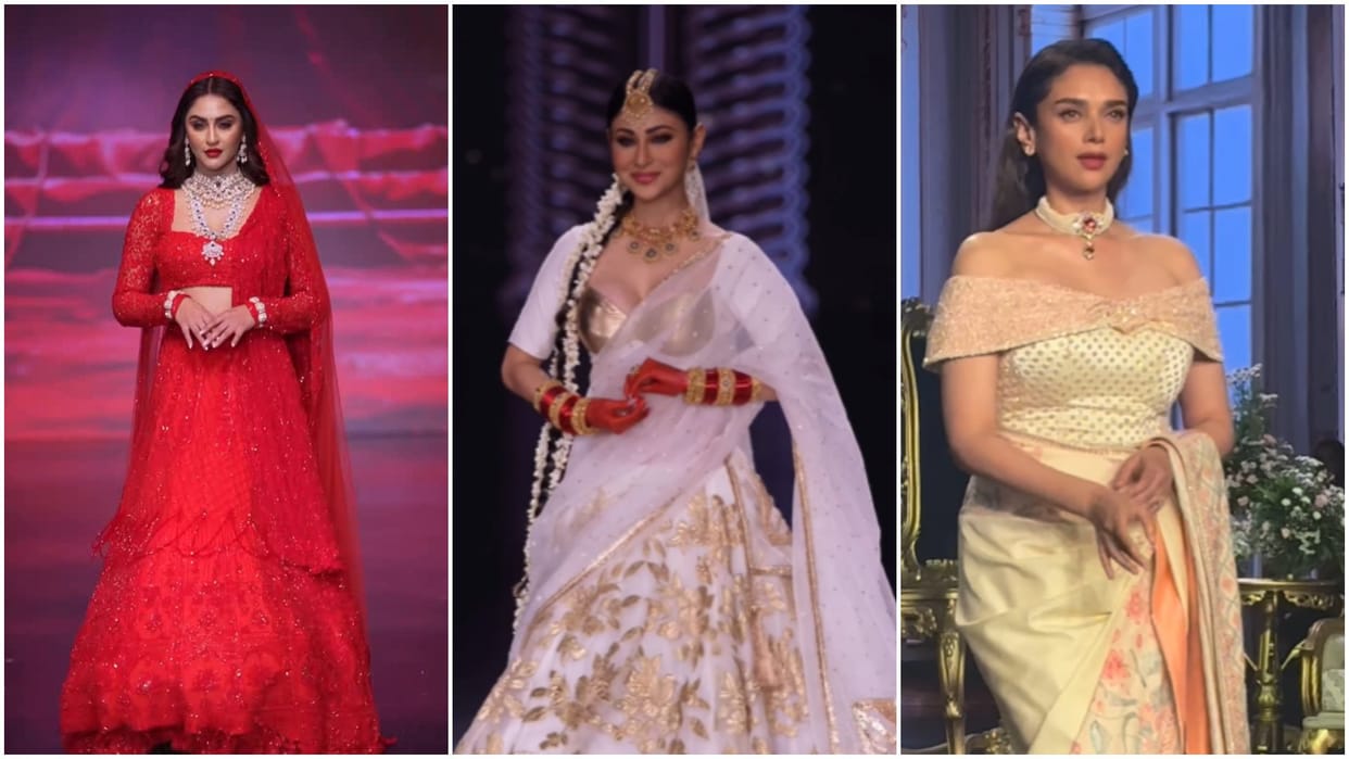 Mouni roy krystle dsouza aditi roy hydari and other celebs shows their outfits in fashion event