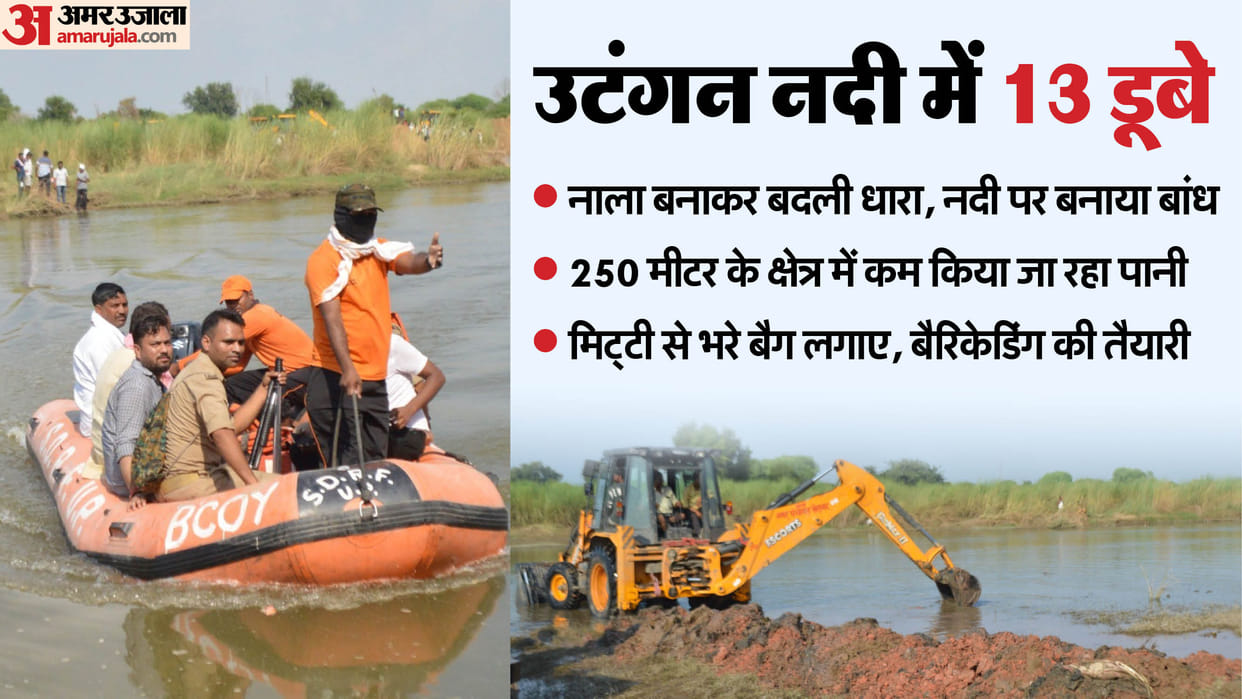 Agra incident 400 villagers and 100 soldiers engaged in search for seven people built a dam on Utangan