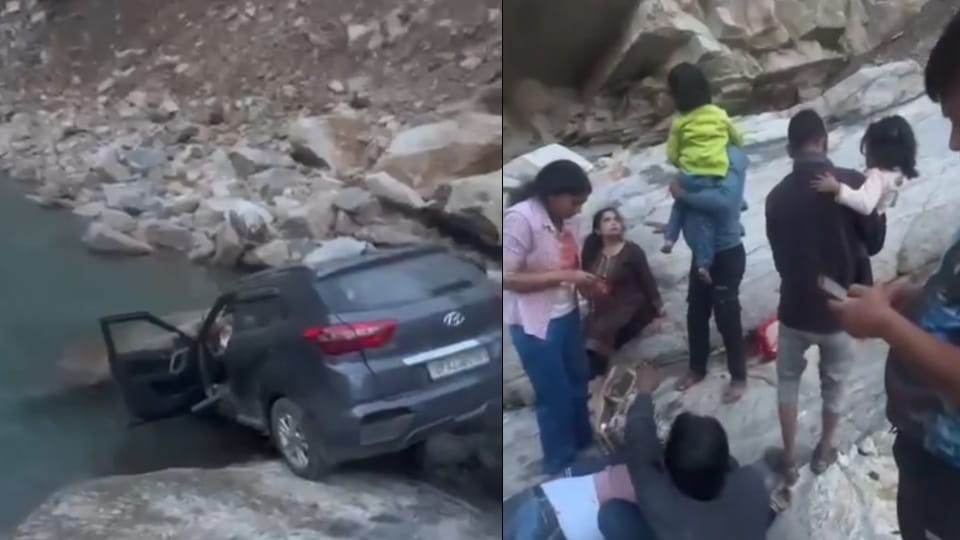 Accident on Kedarnath Highway Car falls into ditch in Kakra Gad, one dead, two injured