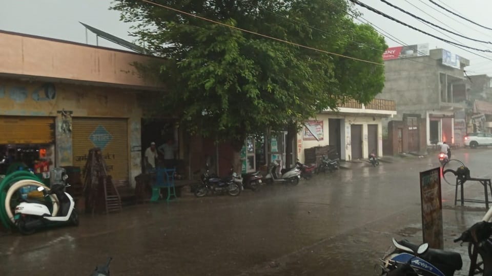 UP: Weather changed due to storm and rain in Bijnor, darkness prevailed during the day, pillars, trees broke