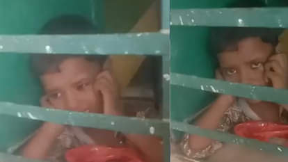 कंपोजिट स्कूल में बंद कमरे में खिड़की के पास बैठी मासूम