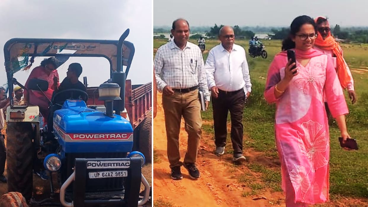 CDO arrived on tractor to hear complaints in village of sonbhadra walked two and half kilometers