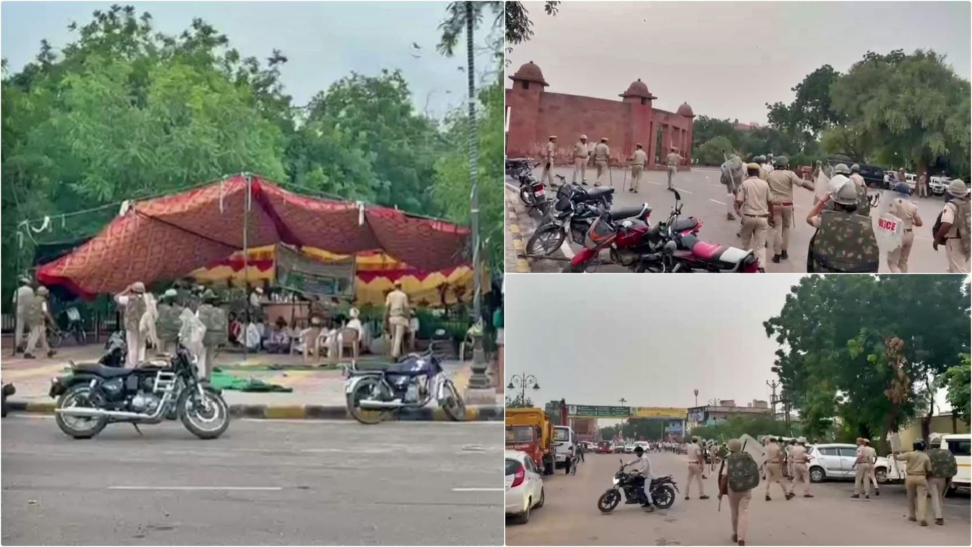 कांग्रेस कार्यकर्ताओं पर लाठीचार्ज और पत्थरबाजी के बाद भारी पुलिस बल तैनात