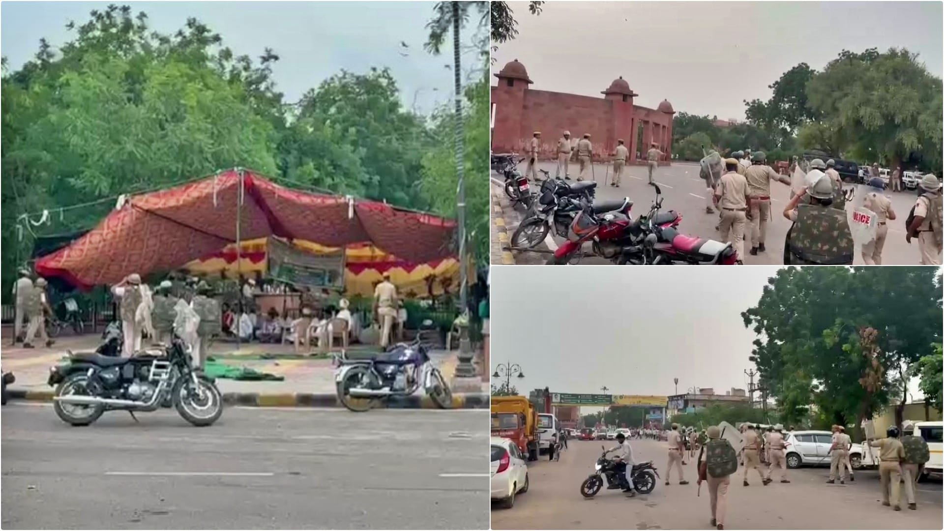 कांग्रेस कार्यकर्ताओं पर लाठीचार्ज और पत्थरबाजी के बाद भारी पुलिस बल तैनात