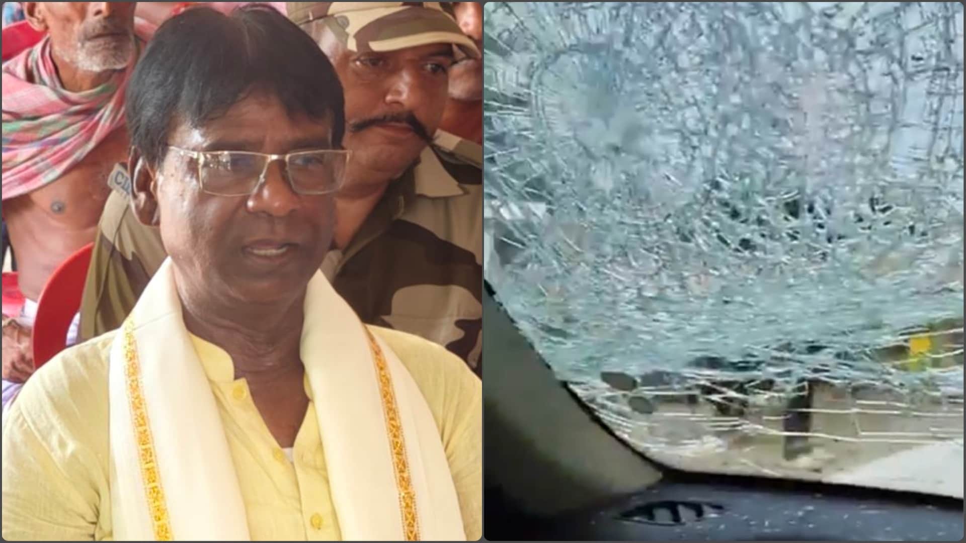 भाजपा सांसद खगेन मुर्मू, हमले में क्षतिग्रस्त कार