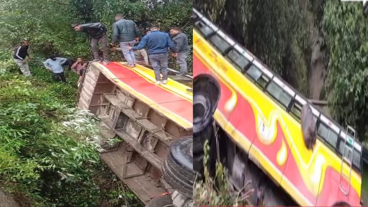 road accident: Private bus met with an accident near CSIR Palampur, six passengers injured